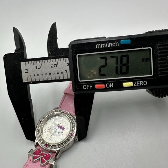 3/$30 Sanrio Hello Kitty Watch Girls Silver Tone Crystal Bezel Pink Band - Picture 11 of 13